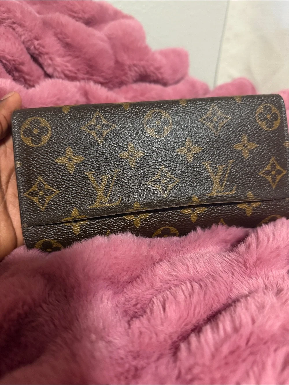 Louis Vuitton Brown Monogram Canvas Wallet with Gold Accents